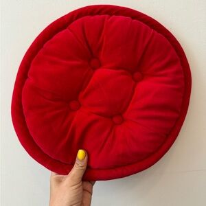Vintage cherry red velvet circle pillow cushion tufted
